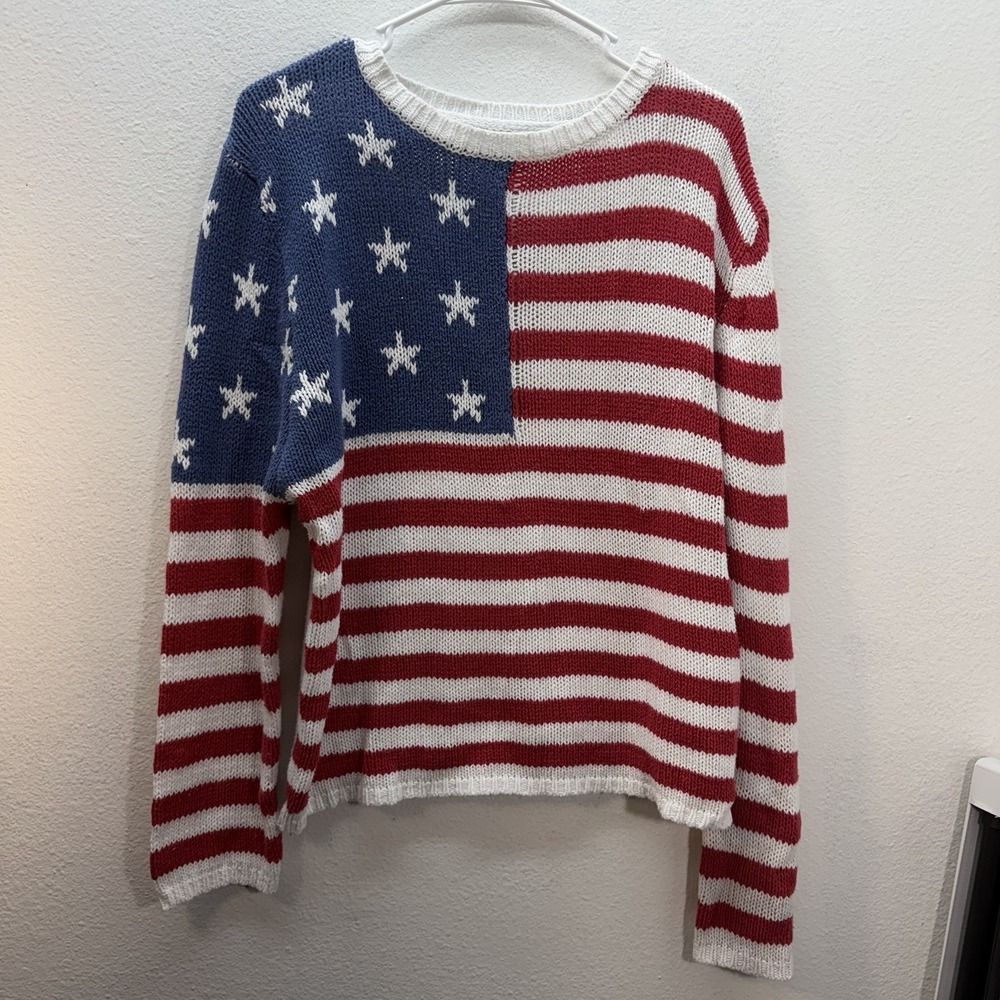 Grayson Threads American Flag Americana Knit Sweater Patriotic 4th Of July SZ XL